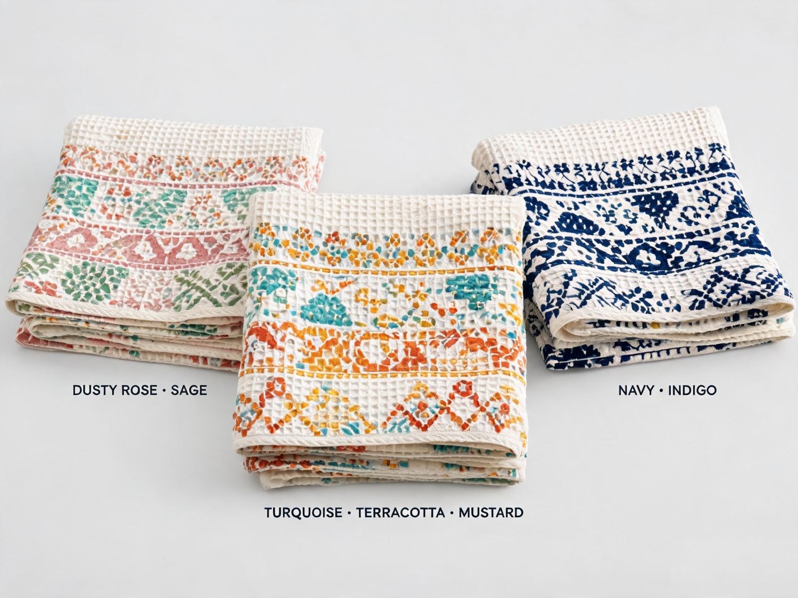 Microfiber Waffle Bohemian Sand-Free Beach Towel - color swatches