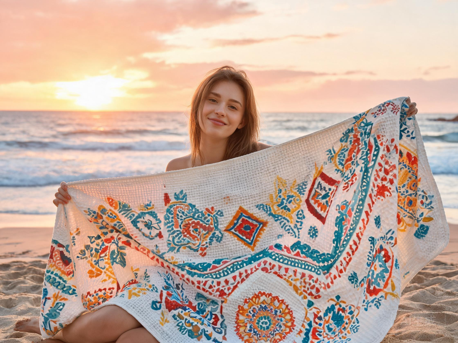 Microfiber Waffle Bohemian Sand-Free Beach Towel