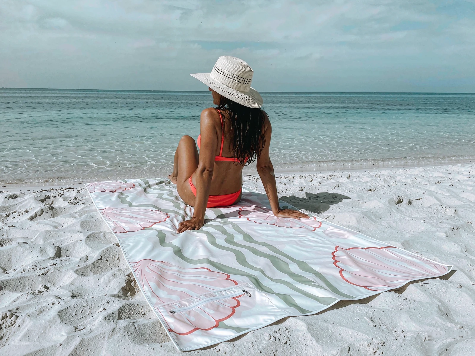 Sand-Free Beach Towel with Hidden Pocket