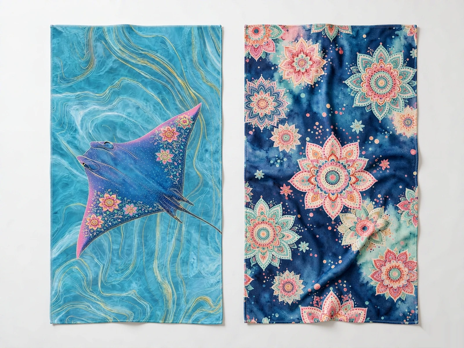 Double-sided Velvet Print Beach Towel - color swatches