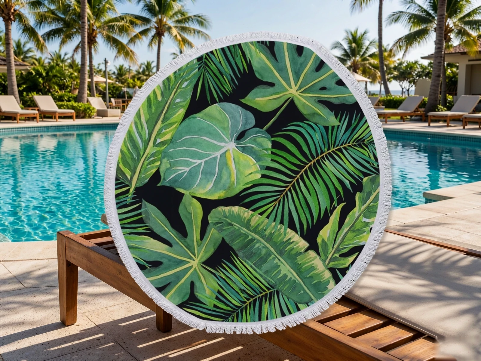 Round Mandala Print Pool Towel (60 in)