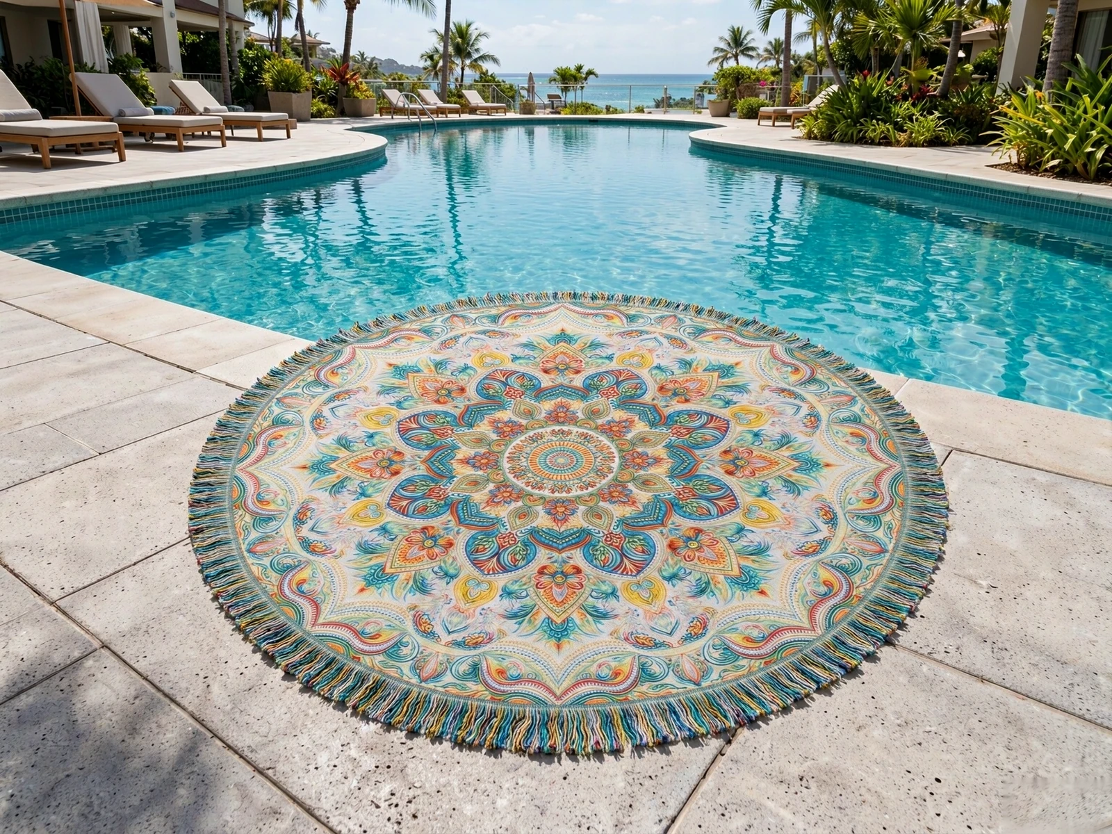 Round Fringe Pool Towel
