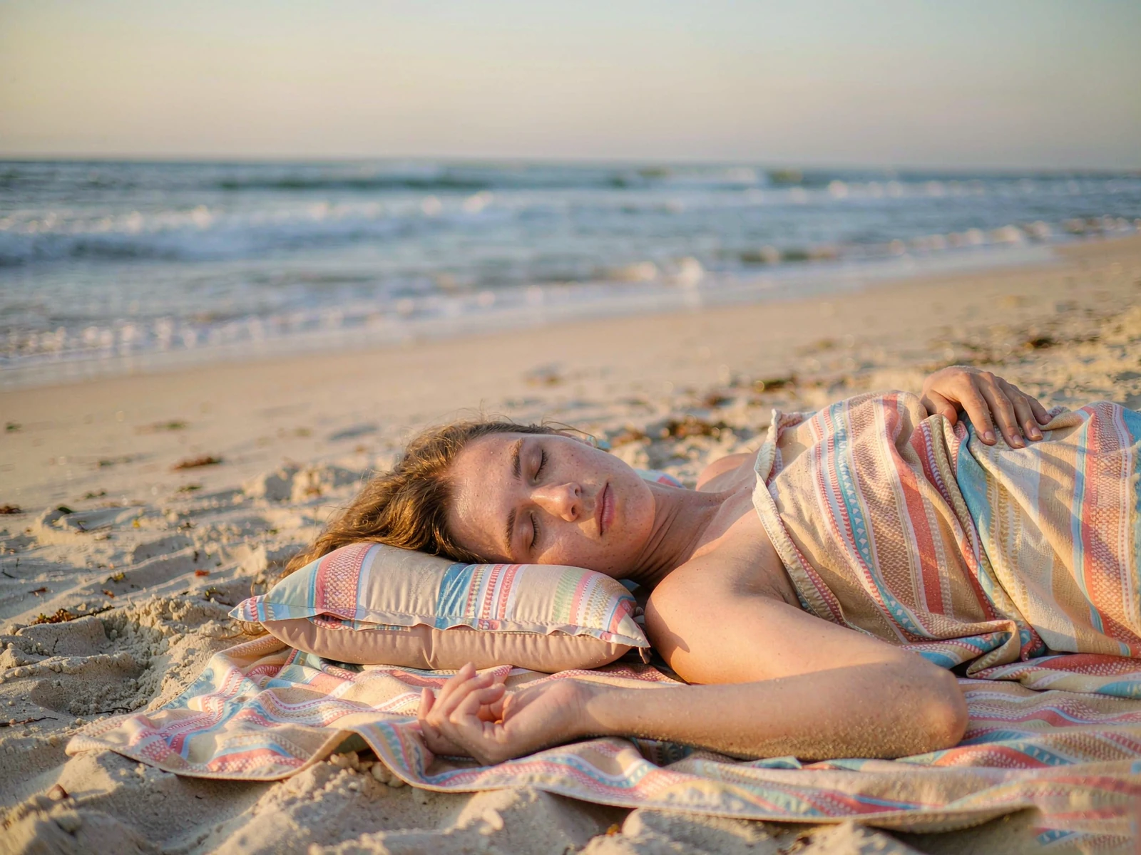 Beach Towel with Inflatable Pillow
