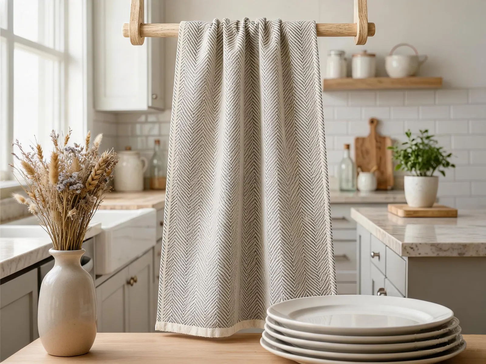 Cotton Herringbone Weave Tea Towel